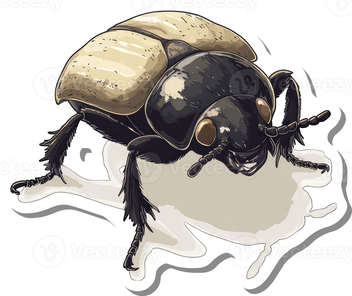 A Detailed Illustration Of A Dung Beetle On A Sticker png