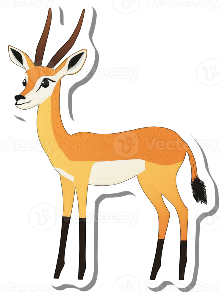 A Cute Cartoon Gazelle Stands Proudly Displayed png