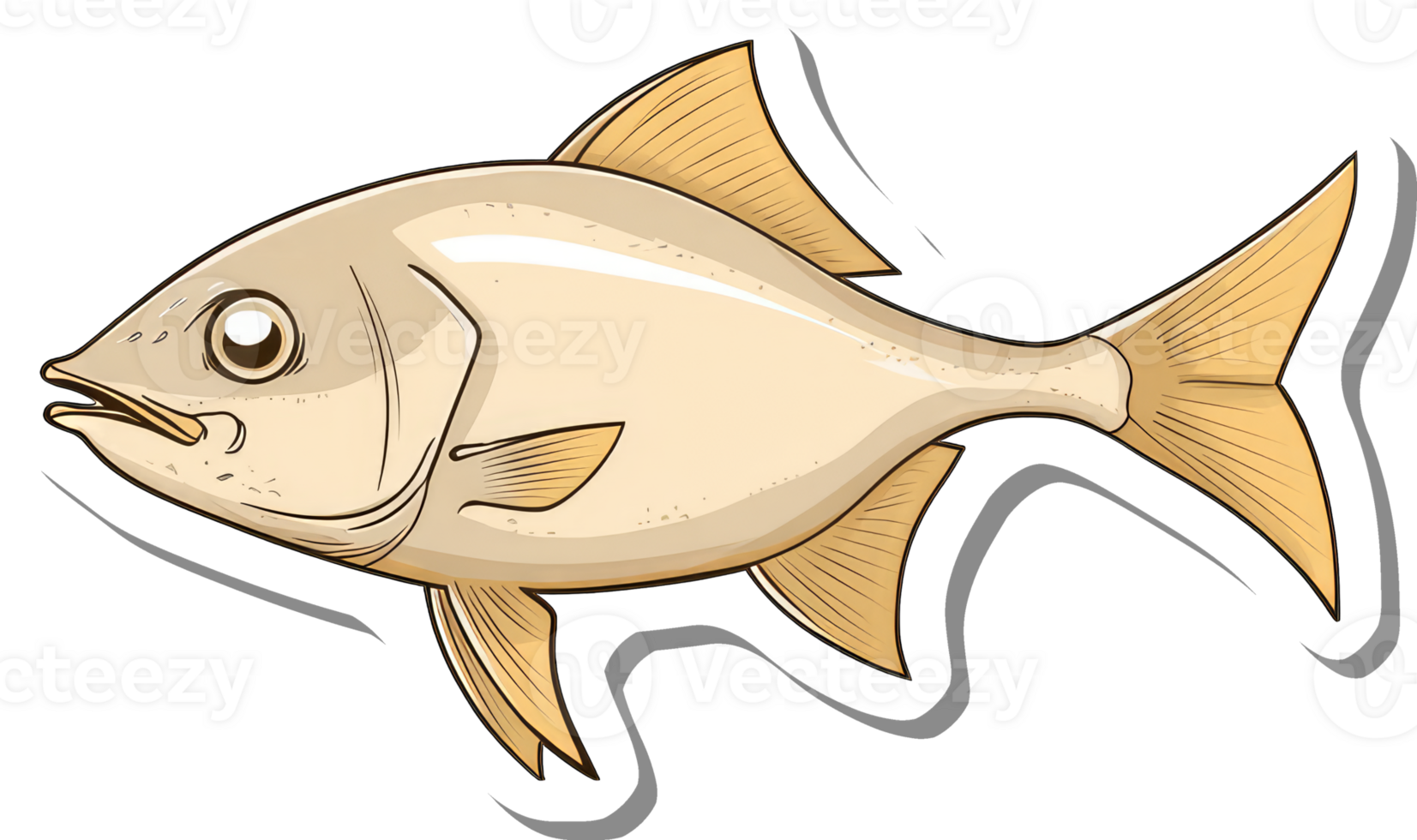 A Light Beige Fish Sticker Illustration Design png