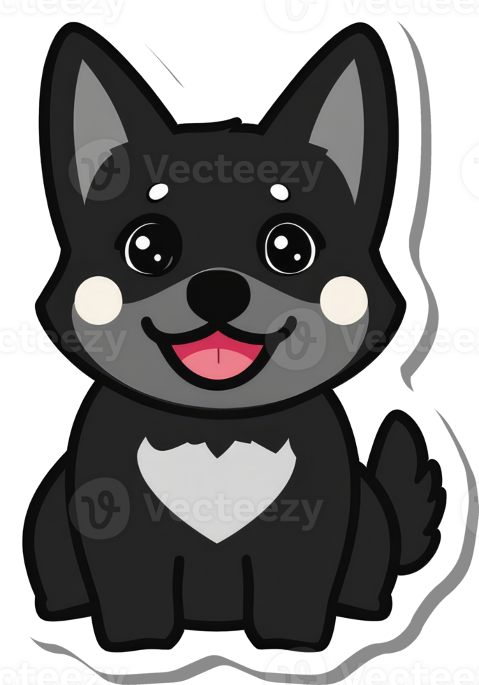Adorable Cartoon Black Dog Sticker Design png