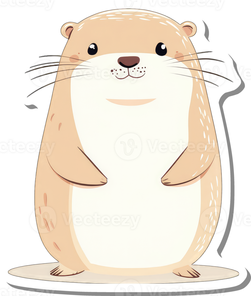 Adorable Cartoon Otter Standing On Ground png
