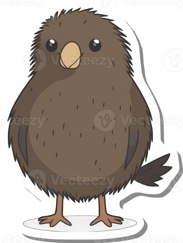 Adorable Brown Bird Sticker Illustration Design png