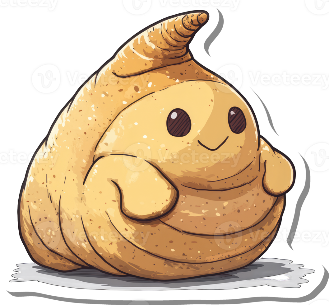 Adorable Cartoon Creature Resembles Baked Pastry png