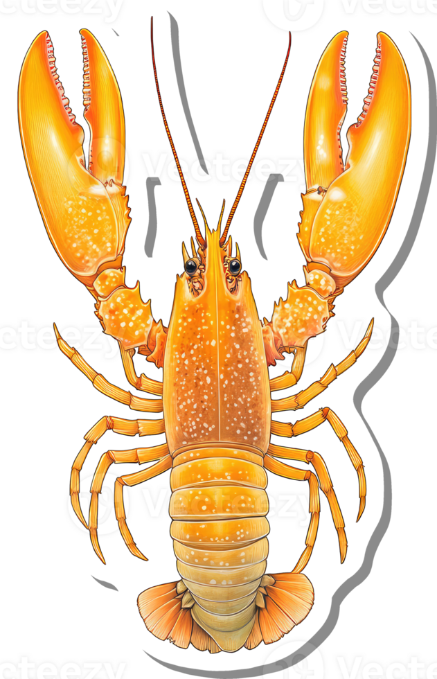 A Detailed Illustration Of A Yellow Lobster png