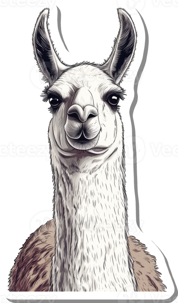 A Detailed Drawing Of A Llama Head And Neck png