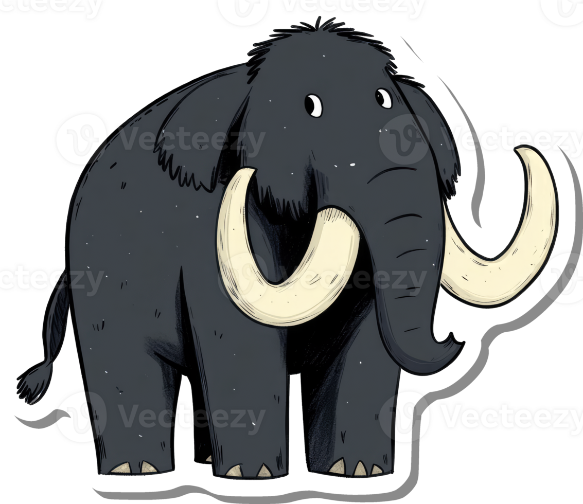 Cartoon Woolly Mammoth Sticker Illustration Design png