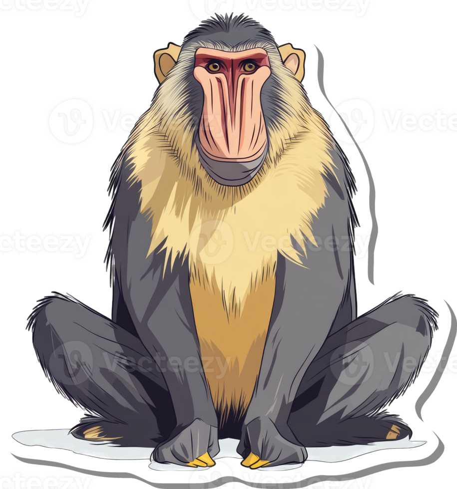 A Sitting Snow Monkey Illustration Depicts A Primate png
