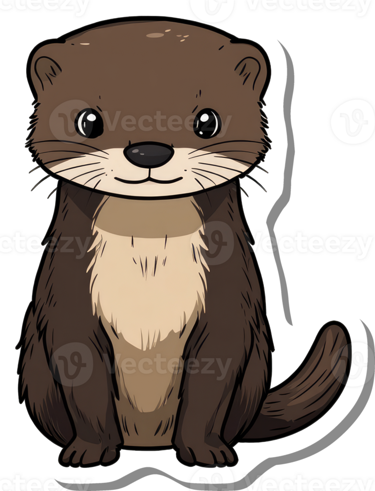Adorable Cartoon Otter Sitting Still png