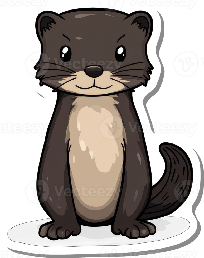 An Adorable Cartoon Otter Sitting On A White Surface png
