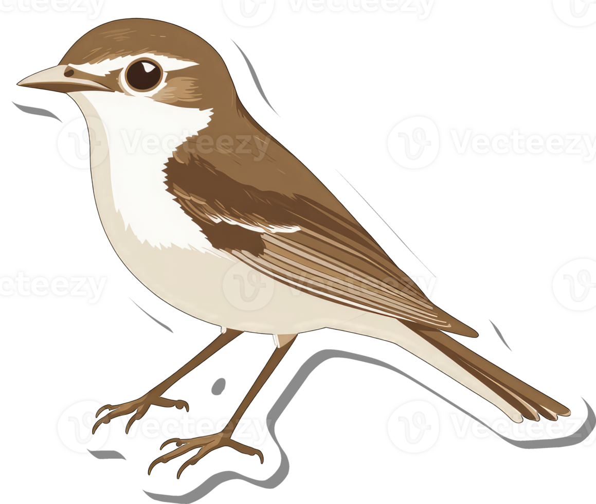 Brown And White Bird Sticker Illustration png