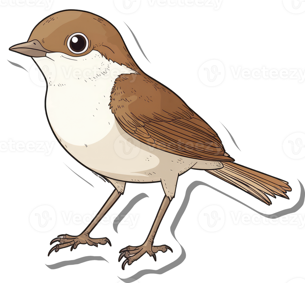Brown Bird Sticker Illustration On White Background png
