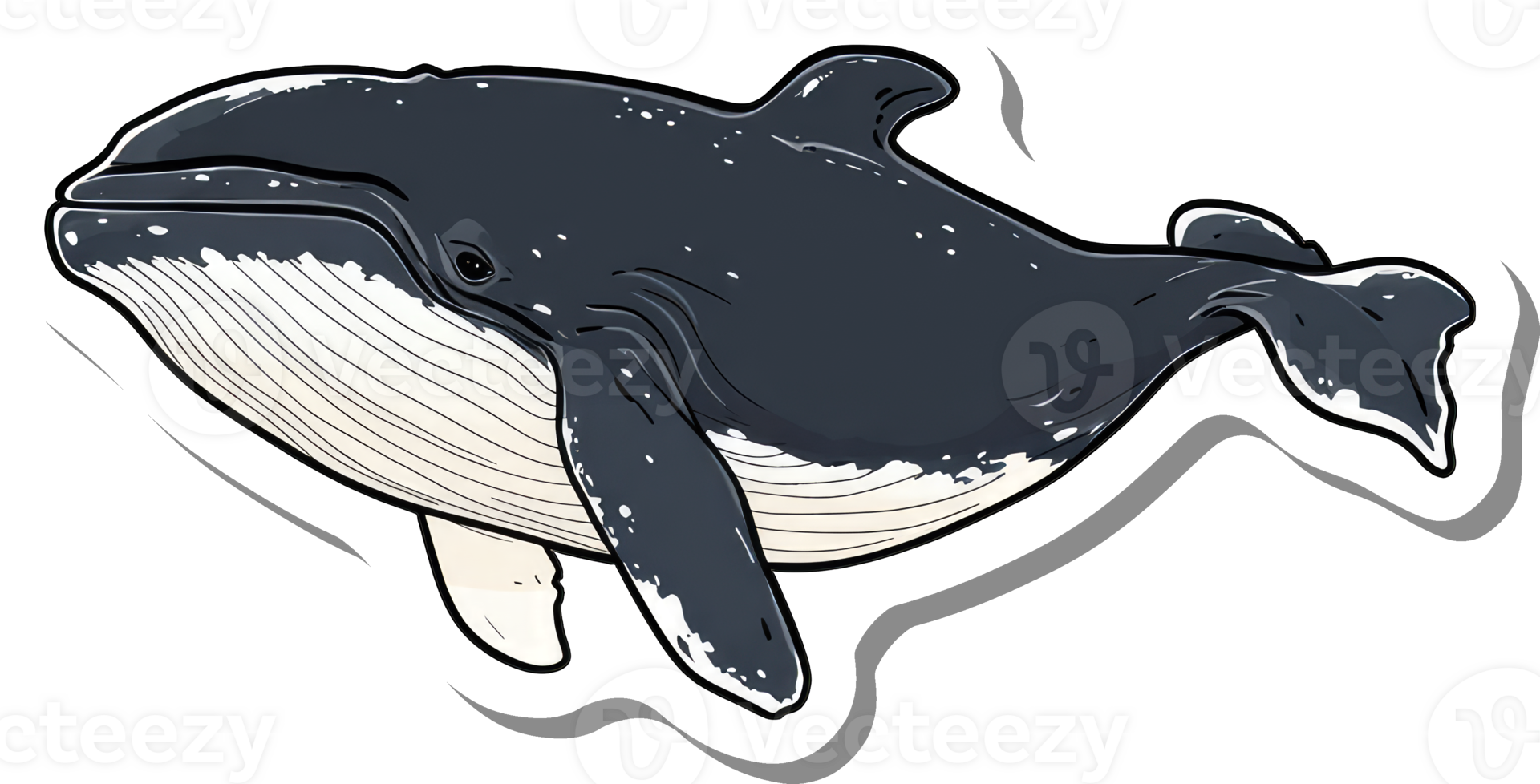A Sticker Illustration Of A Humpback Whale Swimming png