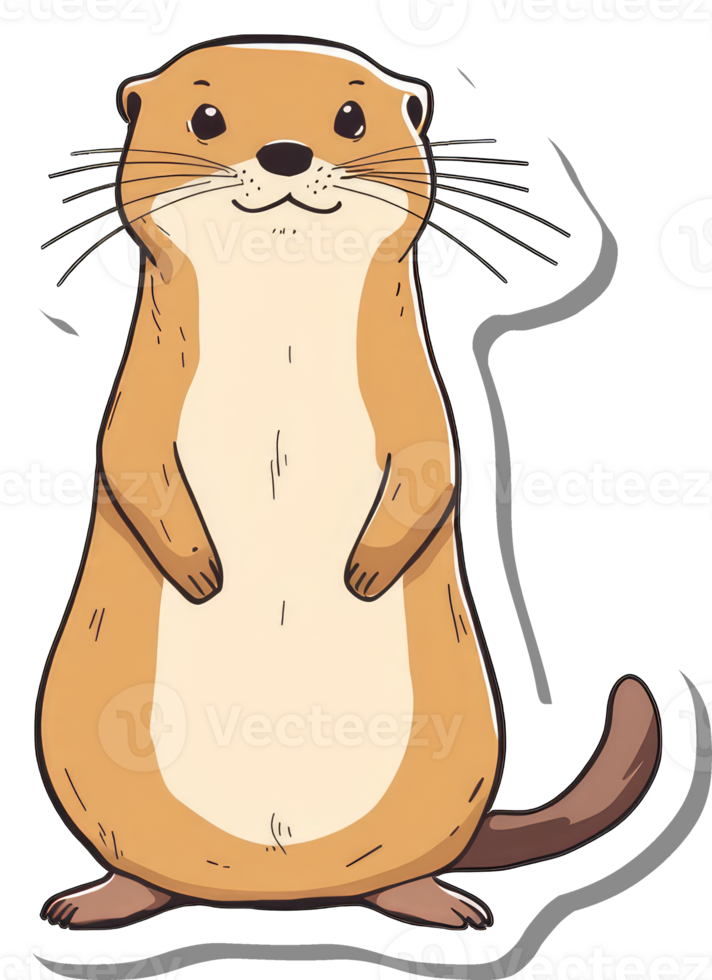 Adorable Cartoon Otter Standing Upright Smiling png