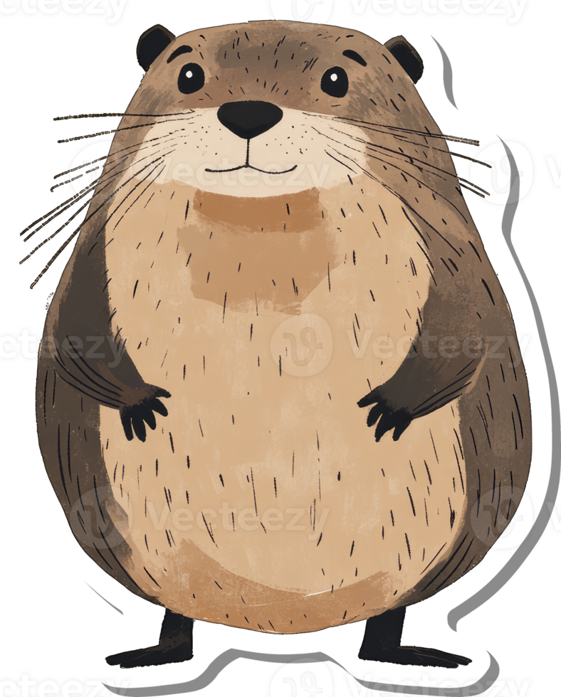 Adorable Cartoon Mountain Beaver Sticker Design png