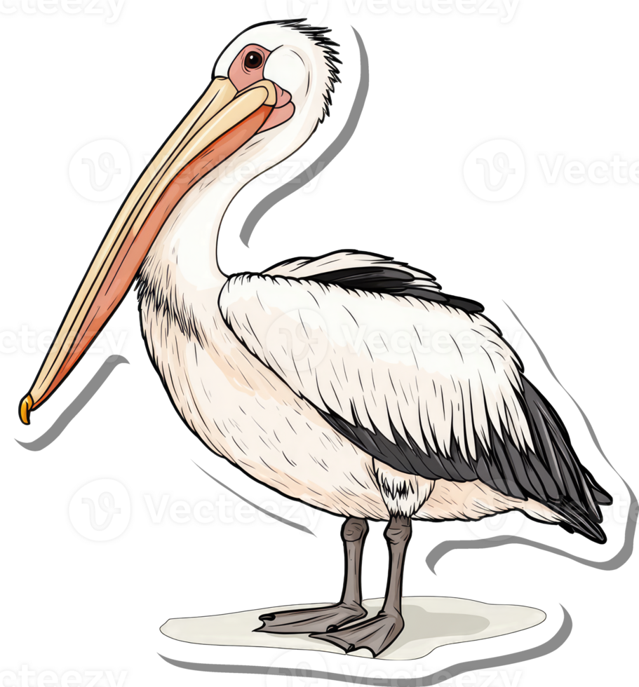 A Great White Pelican Bird Sticker Illustration png