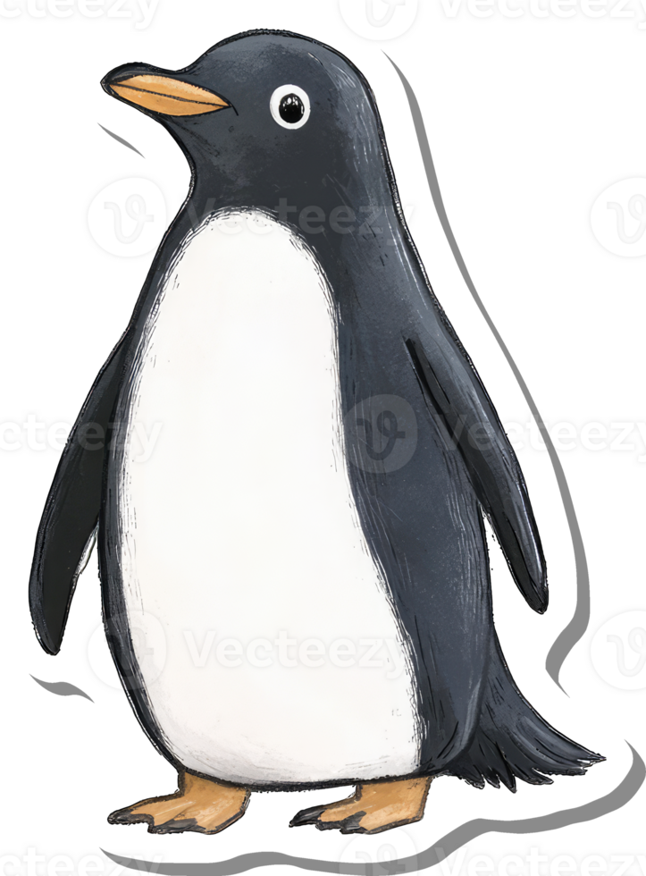 Adorable Penguin Sticker Illustration Winter Bird png