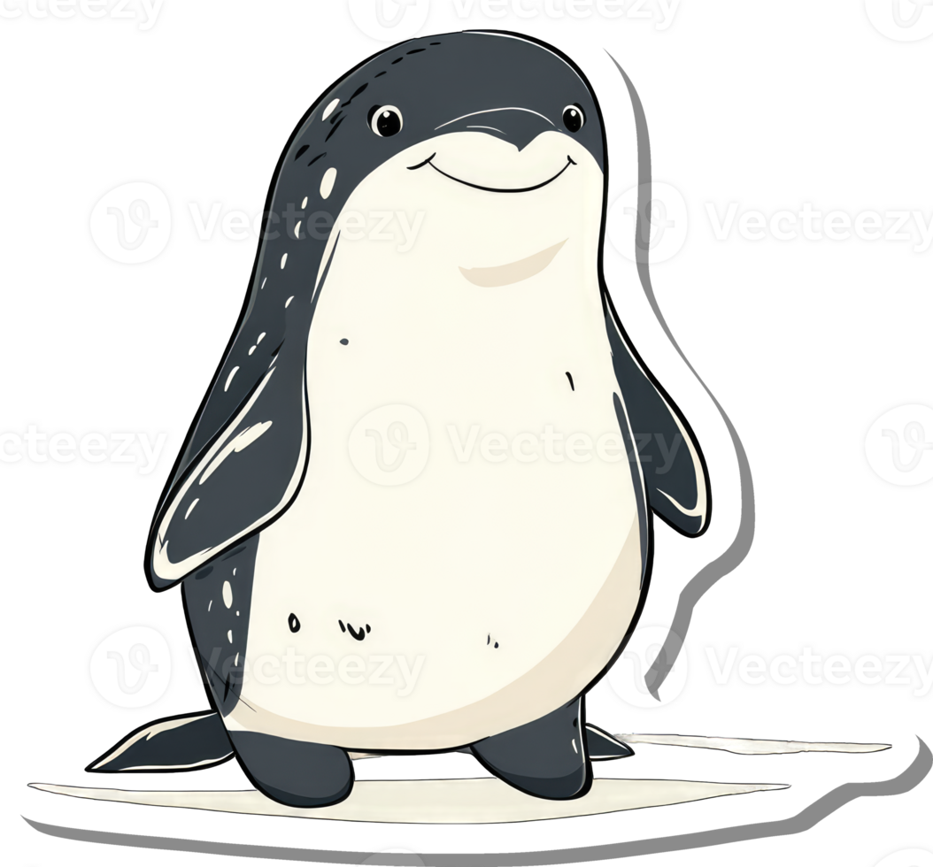 A Happy Cartoon Penguin Stands On Ice png