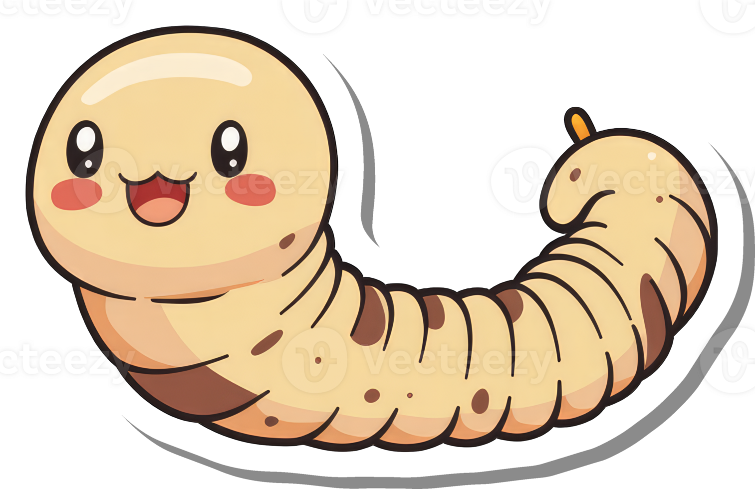 Happy Cartoon Worm Sticker Illustration Design png