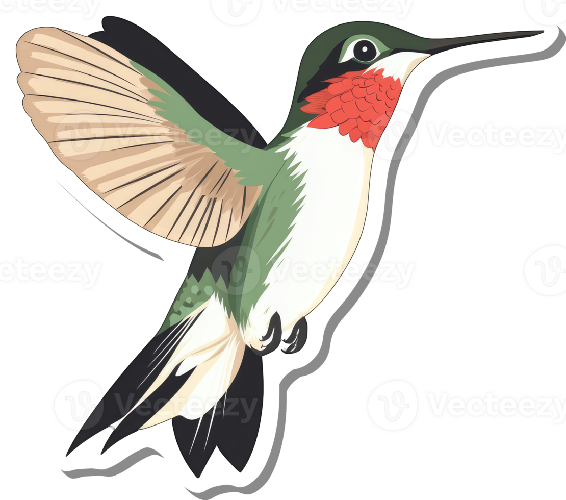 A Ruby Throated Hummingbird In Flight Sticker png