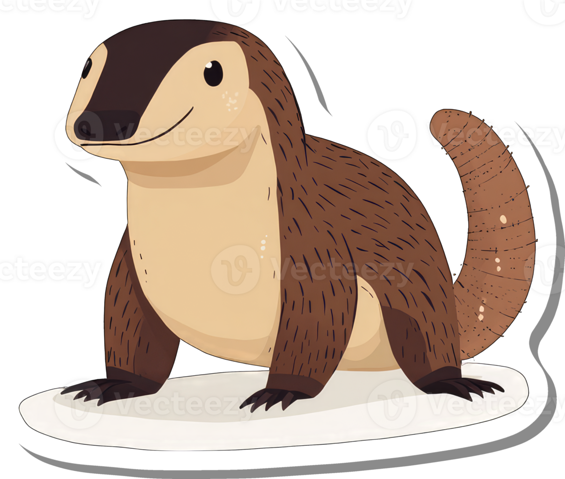 Adorable Cartoon Badger Sticker Illustration Design png