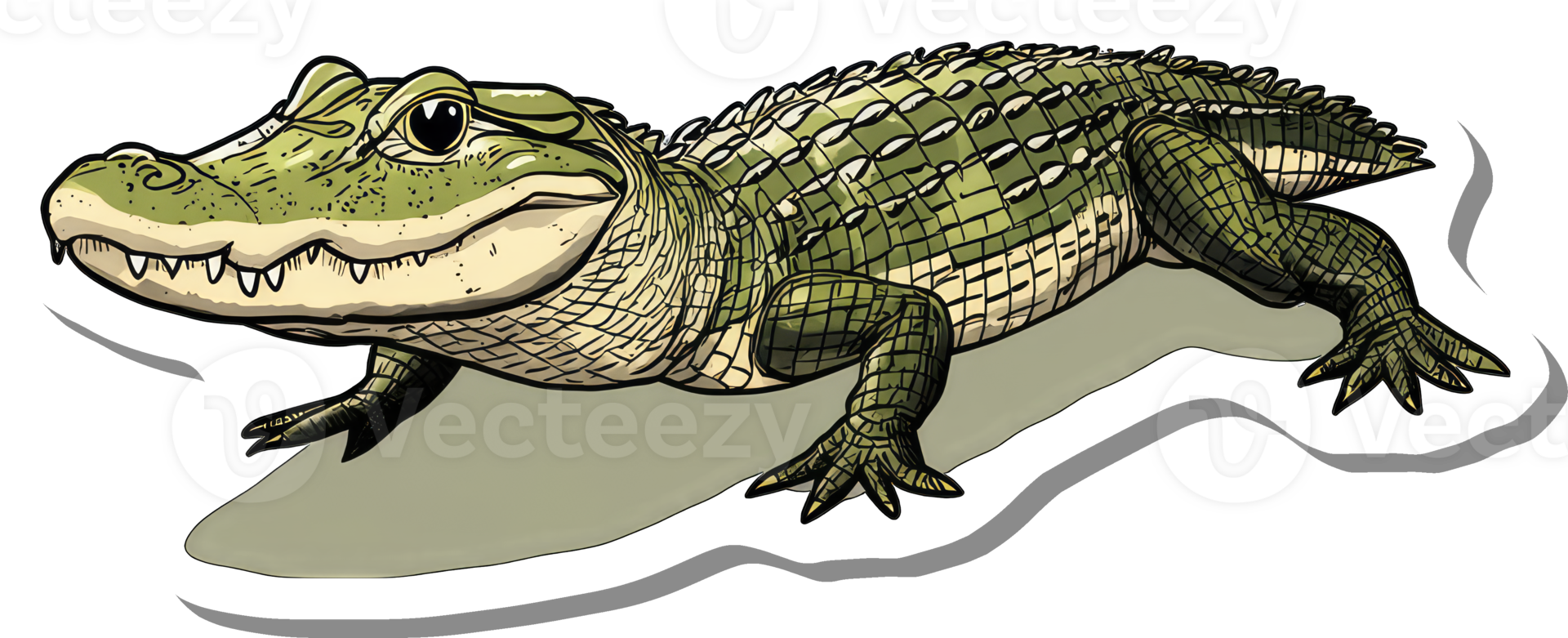 Alligator Sticker Illustration Shows Detailed Reptile png