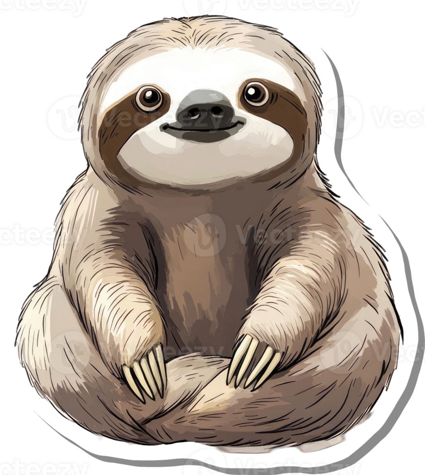 Adorable Sloth Sticker Sitting Contentedly png