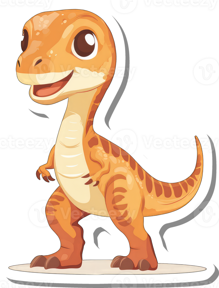 Adorable Orange Baby Dinosaur Cartoon Sticker png