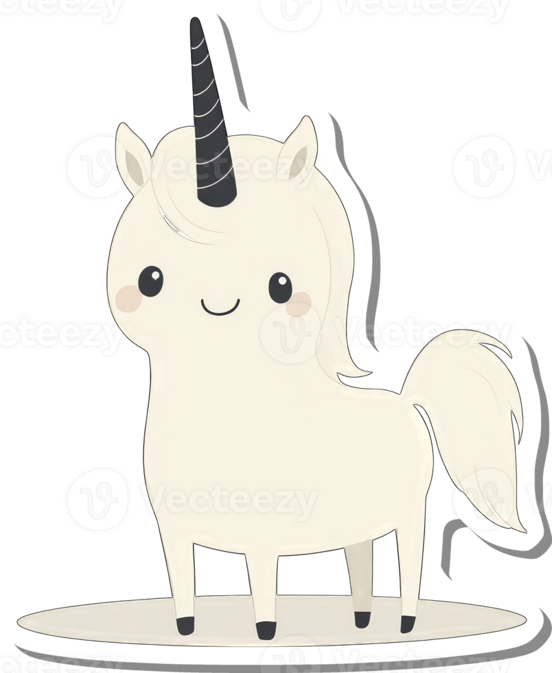 Adorable Cartoon Unicorn Sticker Design Illustration png