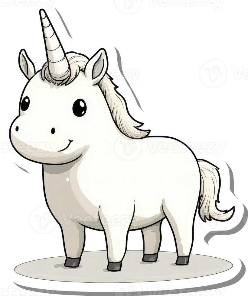 Adorable Cartoon Unicorn Standing On A Plain Background png