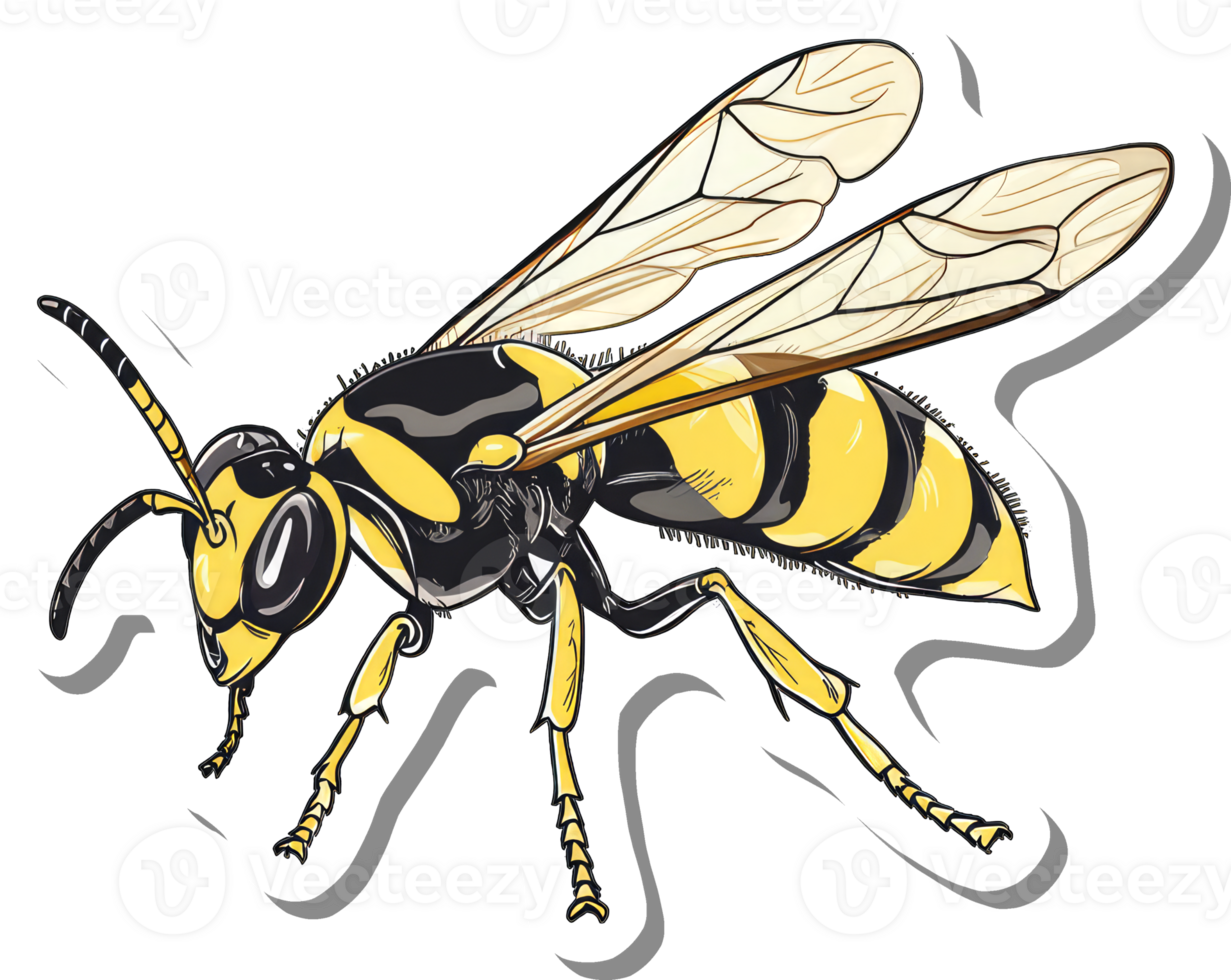 Yellow Jacket Wasp Sticker Illustration Design png