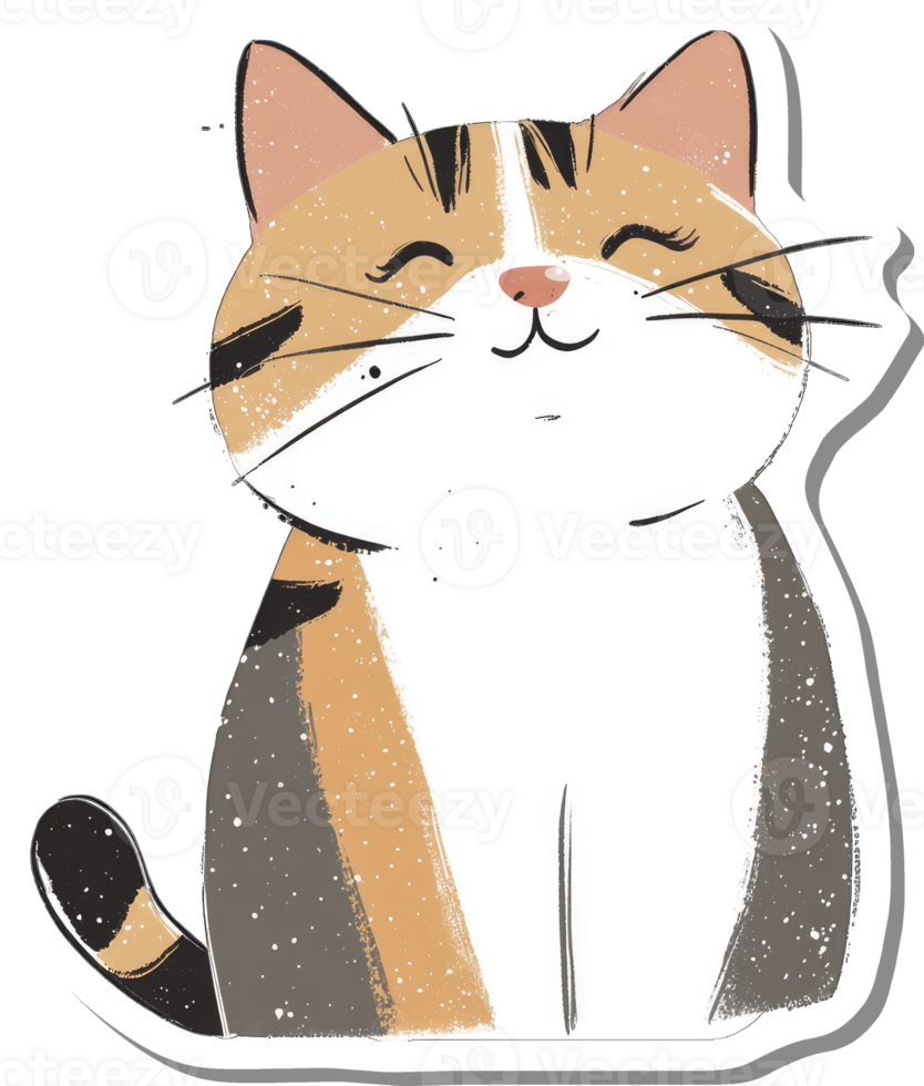 Adorable Tabby Cat Sitting Happily Smiling png