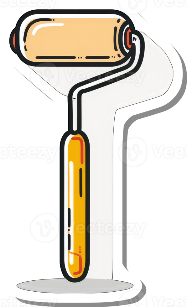 A Sticker Of A Paint Roller With A Yellow Handle png