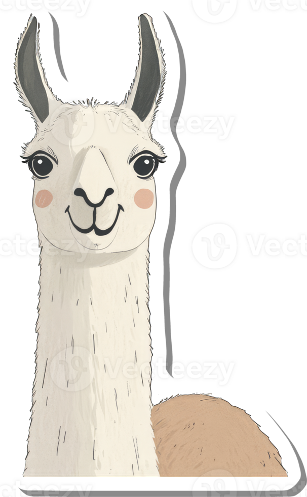 Adorable Llama Sticker Happy Smiling Animal png