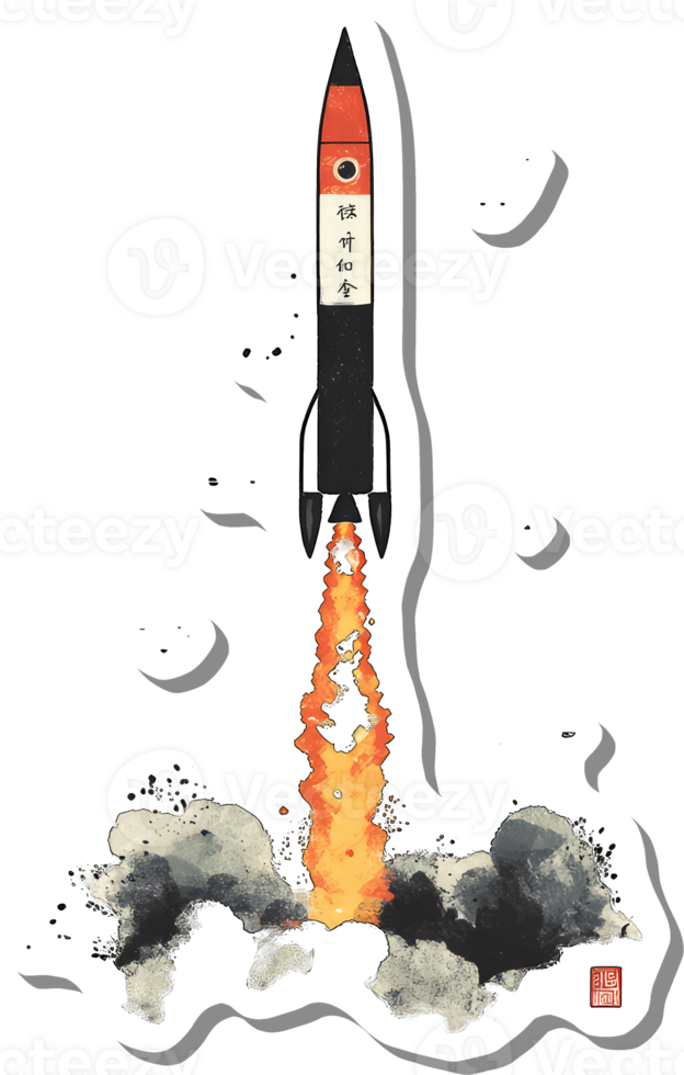 Rocket Launch Artistic Watercolor Style Design png