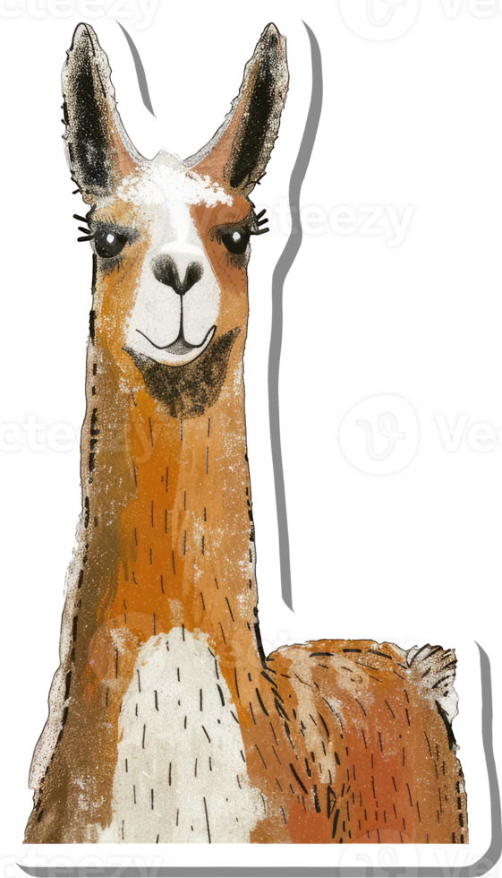 A Friendly Llama Sticker Design Illustration png