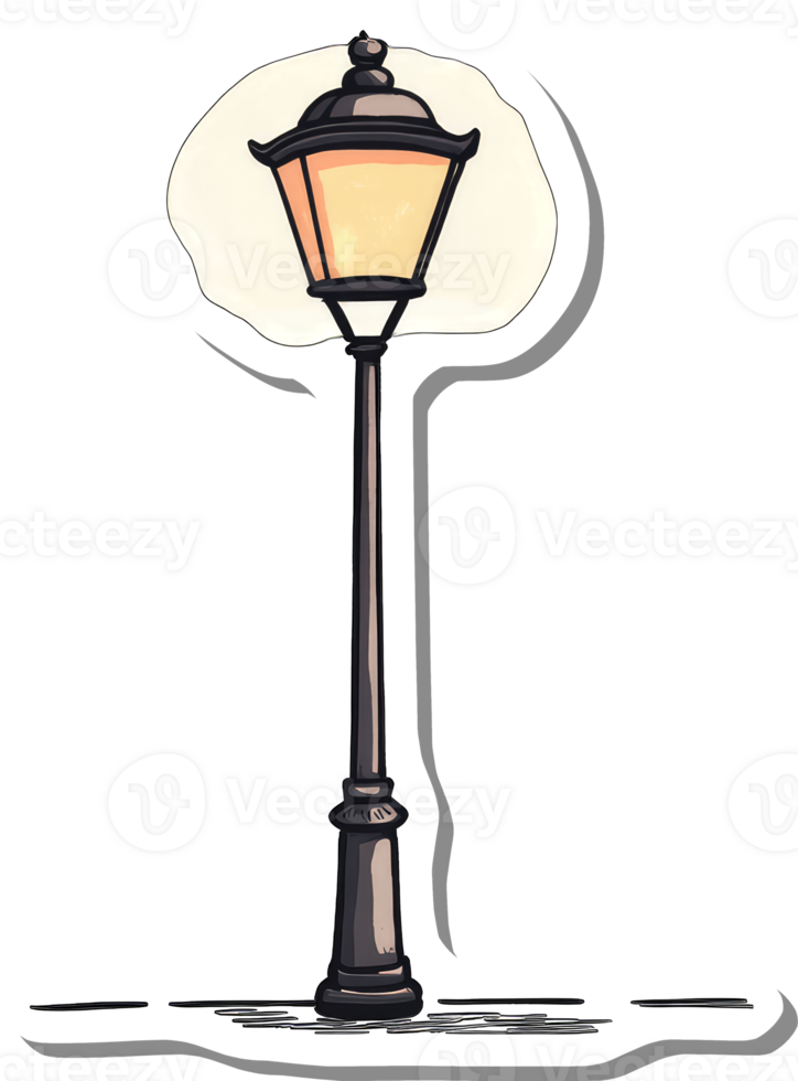 A Classic Style Illuminated Street Lamp Post png