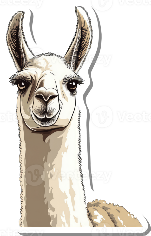 A Detailed Illustration Of A Llama Head And Neck png