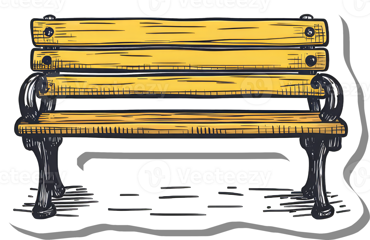 A Hand Drawn Illustration Of A Park Bench png