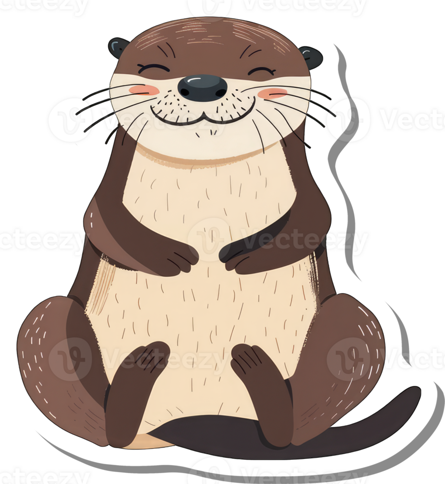 Happy Otter Sitting Contentedly Smiling png