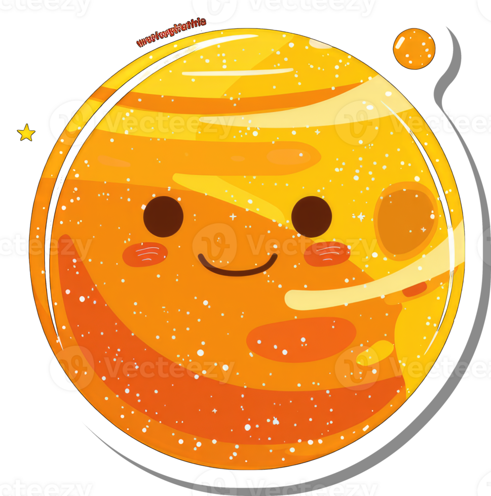 Happy Cartoon Planet Sticker Design Illustration png