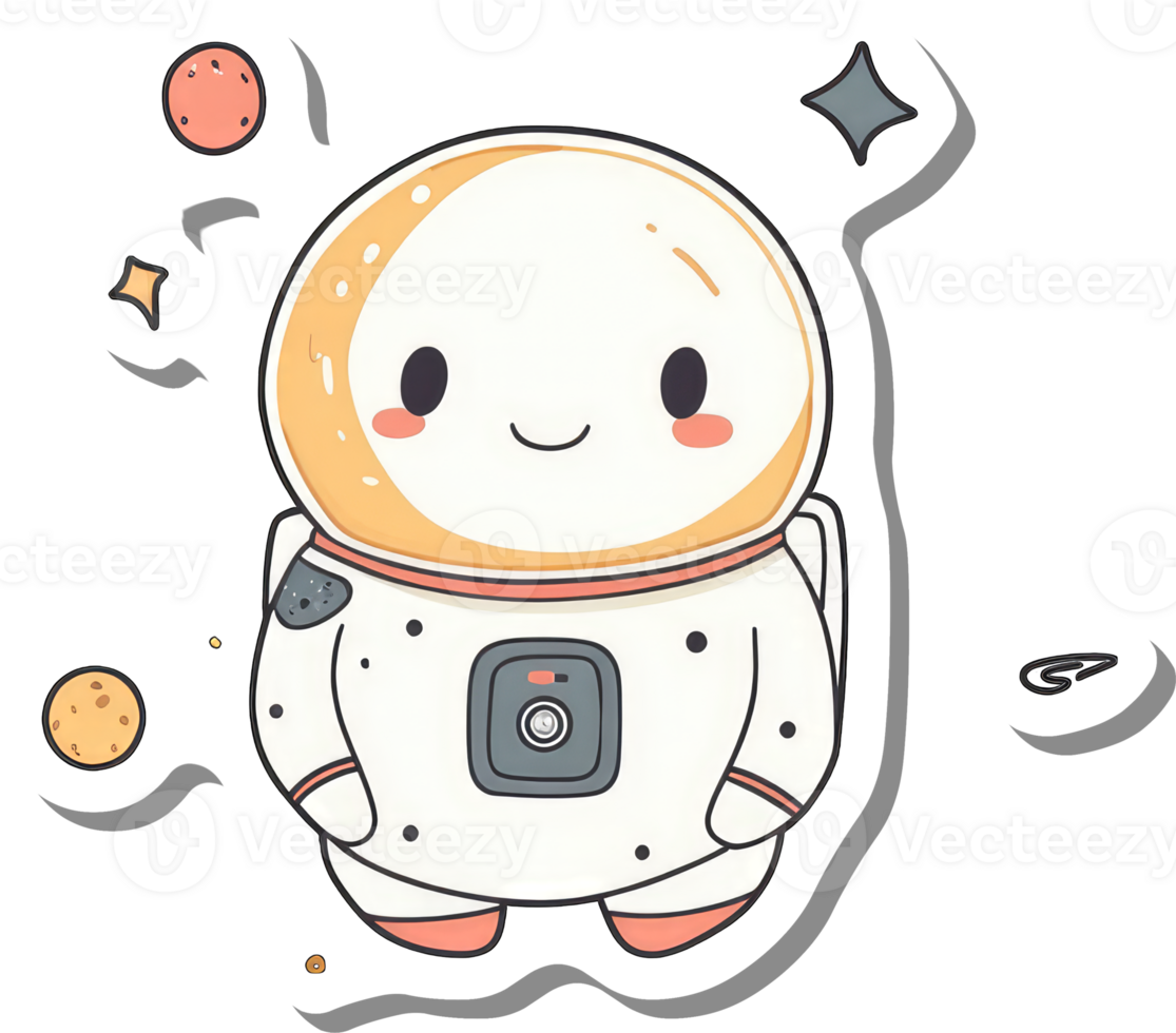 Adorable Cartoon Astronaut In Space With Planets png