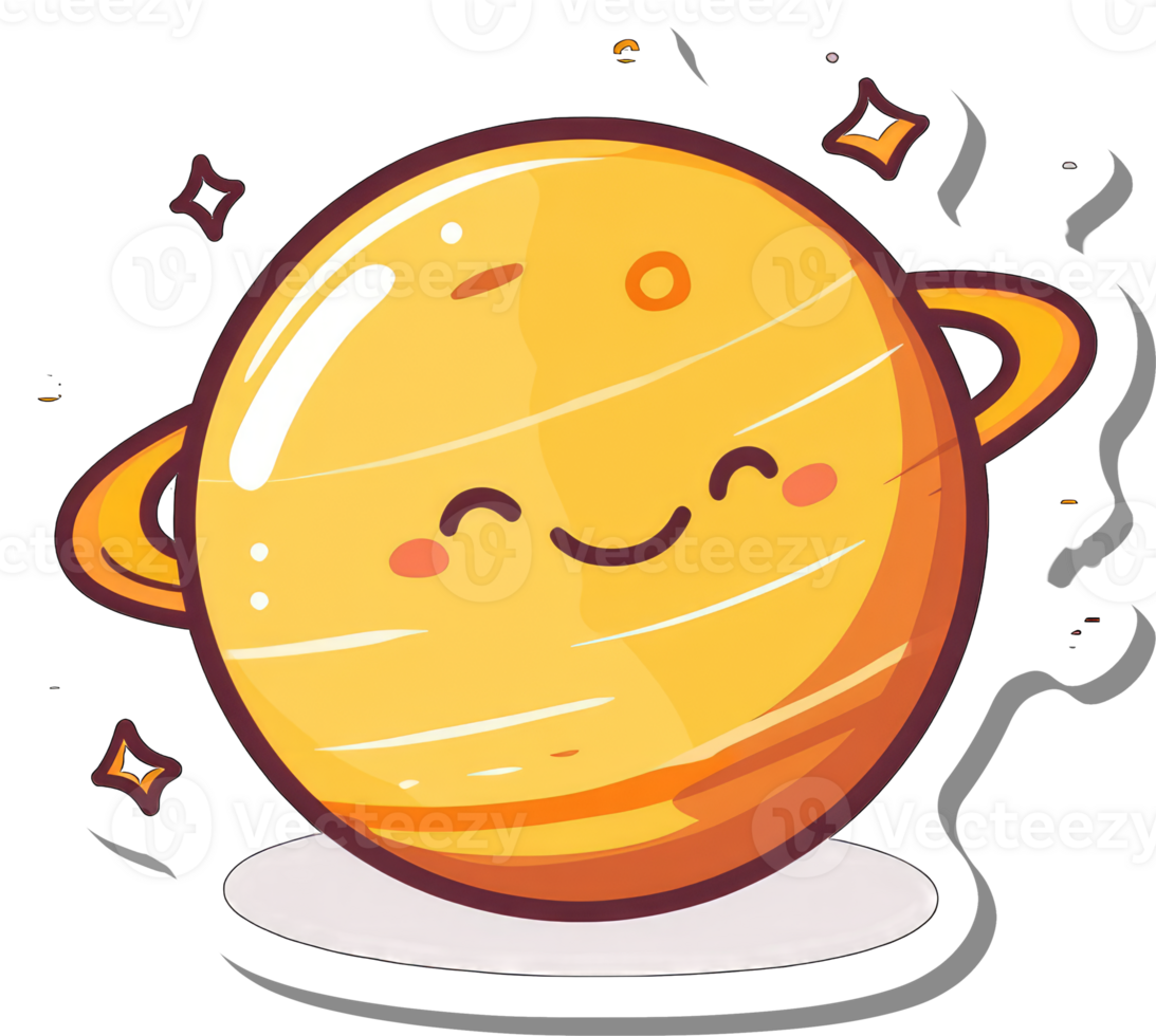 Happy Cartoon Planet With Rings In Space png