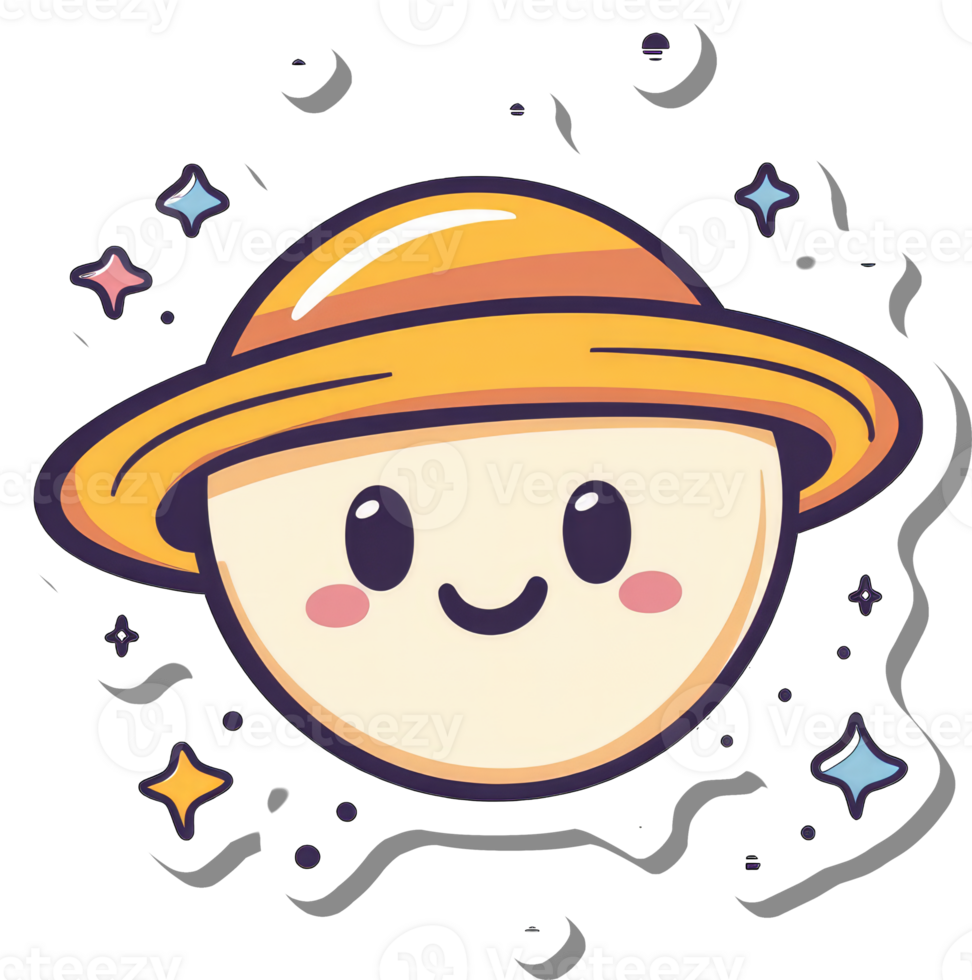 Happy Planet Cartoon Character Space Sticker Design png