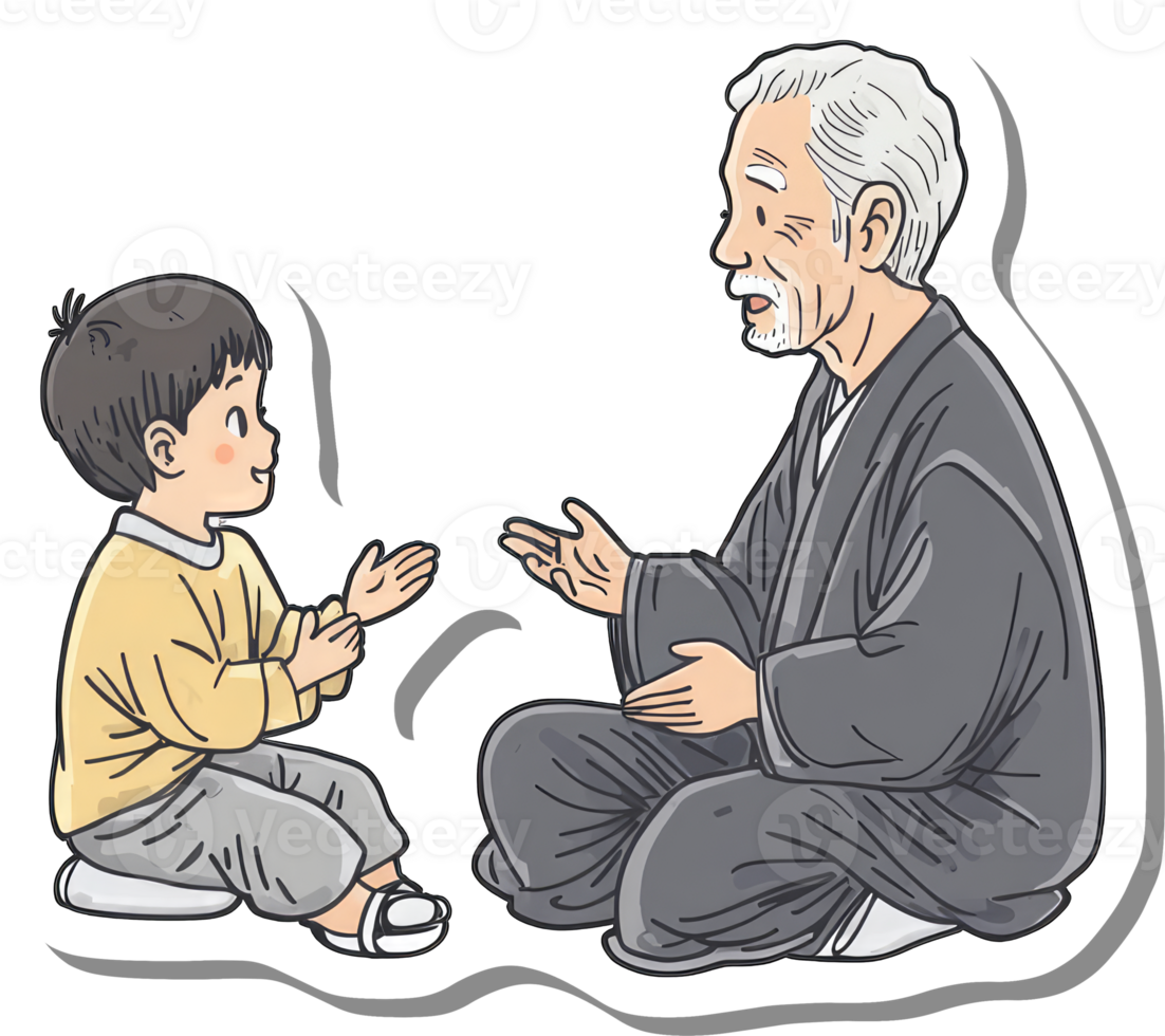 Grandfather And Grandchild Engaging In Conversation png