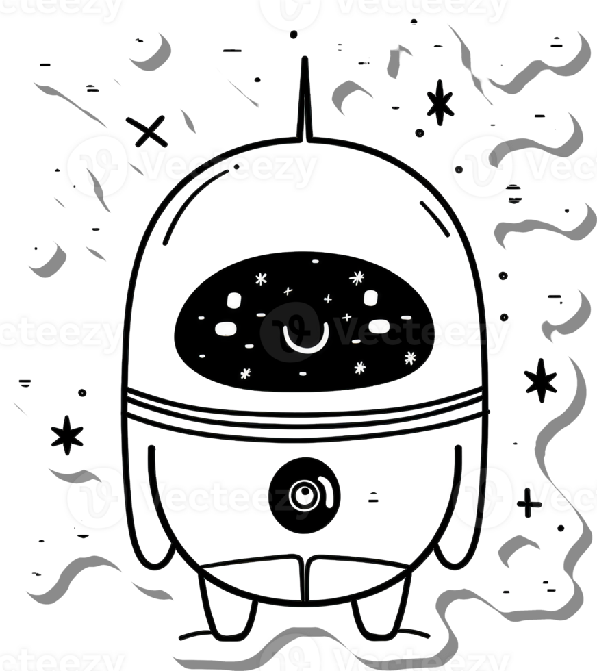 Adorable Astronaut Robot Character Design Illustration png