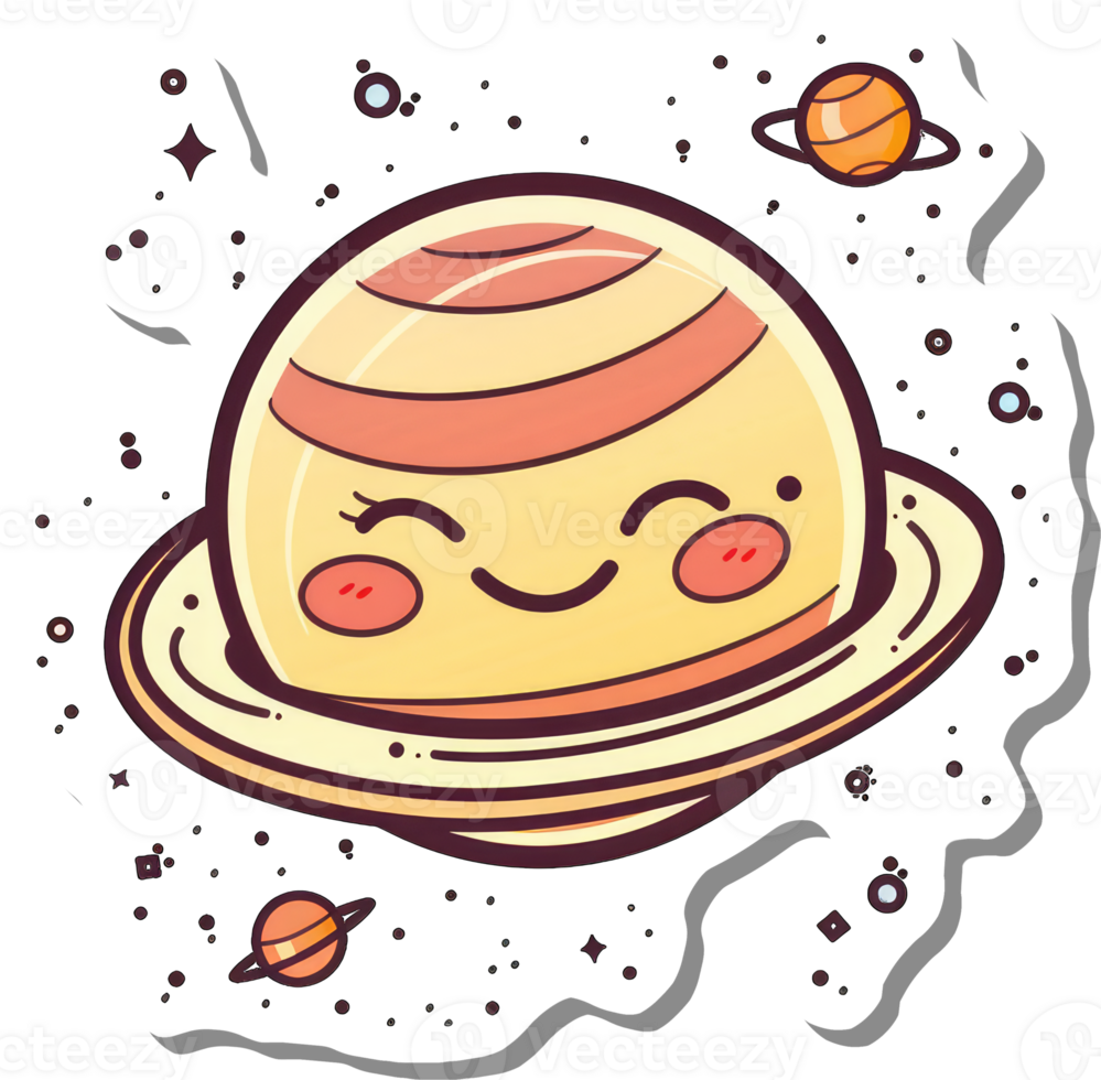 Happy Cartoon Planet Sticker Space Design png