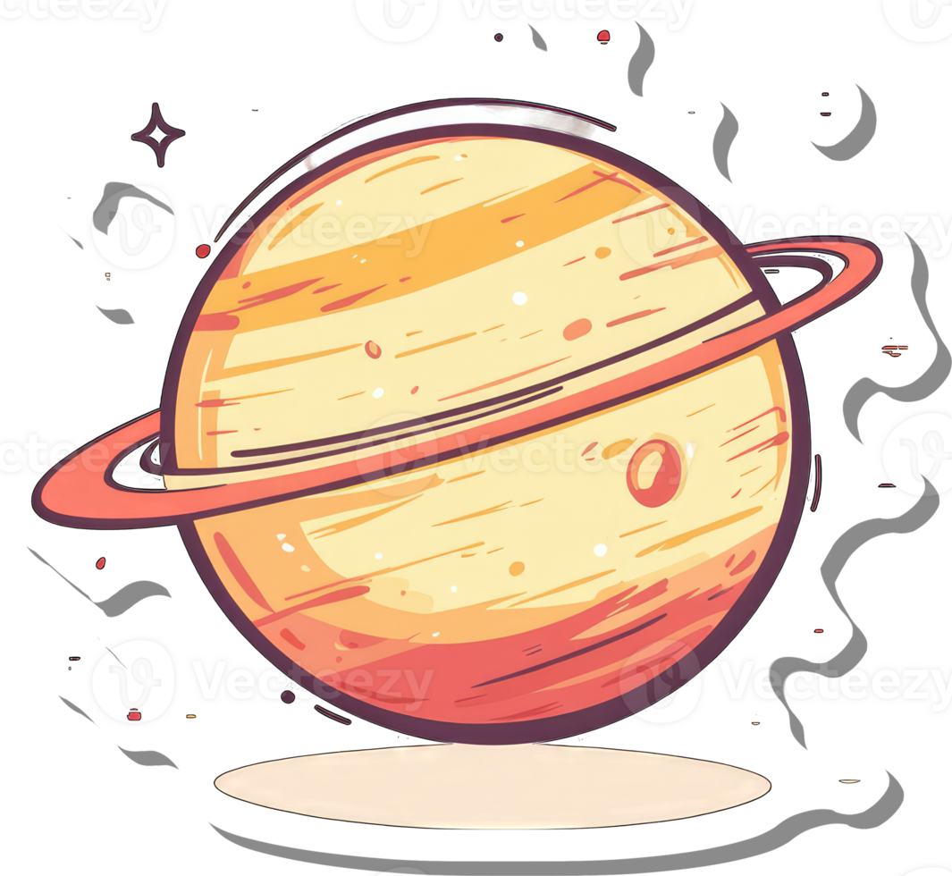 A Stylized Sticker Of Jupiter With Its Rings png