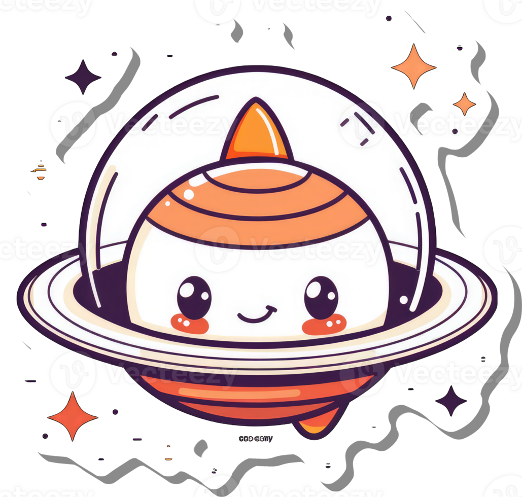 Adorable Cartoon Planet In A Spaceship Design png