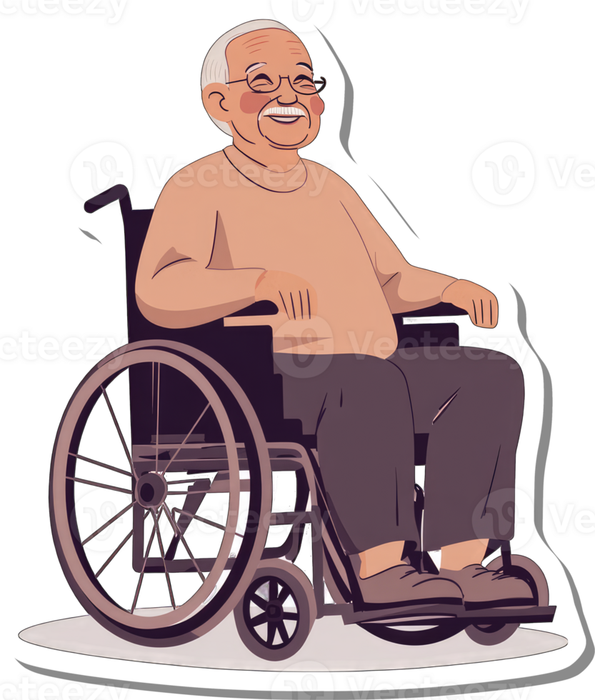Happy Elderly Man Sitting In Wheelchair Smiling png