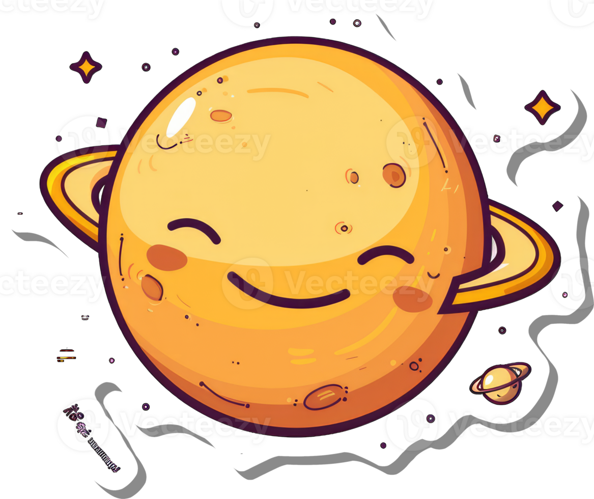 Happy Planet Cartoon Space Sticker Design png